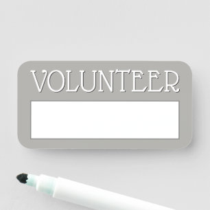 Einfache, graue Namensmarke "VOLUNTEER" Namensschild