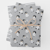 Einfache Graue Pinguin-Winter-Kinderdusche Geschenkpapier Set (Beispiel)