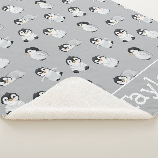 Einfache Graue Pinguin-Winter-Kinderdusche Sherpadecke (3/4)