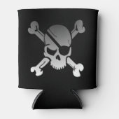Einfache graue Piratenschädel und Kreuzknochen Dosenkühler (Vorderseite)