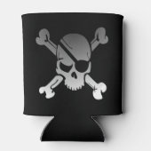 Einfache graue Piratenschädel und Kreuzknochen Dosenkühler (Rückseite)
