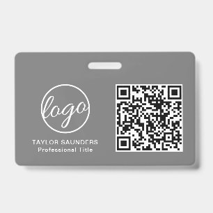 Einfache Graue QR Code Mitarbeiter-ID Ausweis