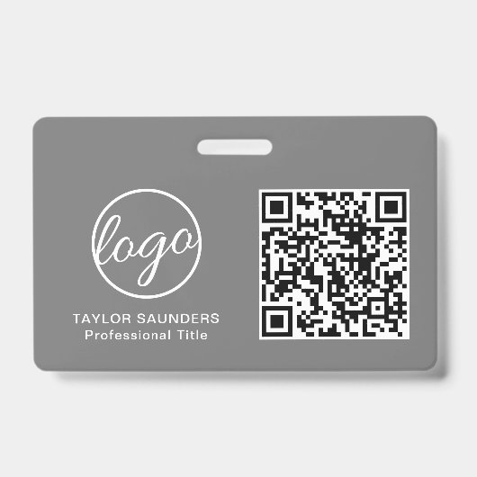 Einfache Graue QR Code Mitarbeiter-ID Ausweis (Vorderseite)