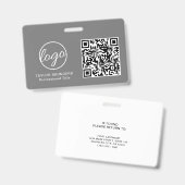 Einfache Graue QR Code Mitarbeiter-ID Ausweis (Vorder- & Rückseite)