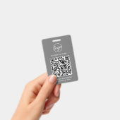Einfache Graue QR Code Mitarbeiter-ID Ausweis (Handheld)