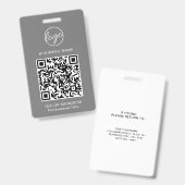 Einfache Graue QR Code Mitarbeiter-ID Ausweis (Vorder- & Rückseite)