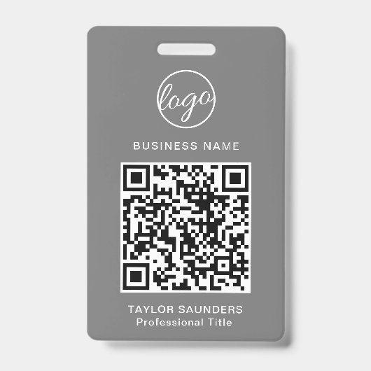 Einfache Graue QR Code Mitarbeiter-ID Ausweis (Vorderseite)