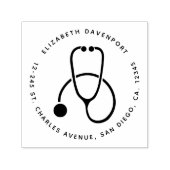 Einfache graue Stethoscope Name und Adresse Permastempel (Design)