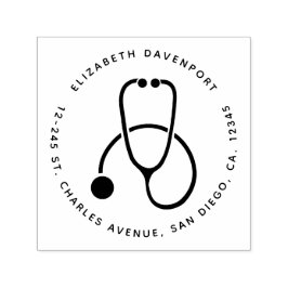 Einfache graue Stethoscope Name und Adresse Permastempel