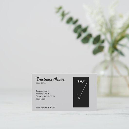 Einfache graue Steuerberaterin Visitenkarte (Stehend Vorderseite)