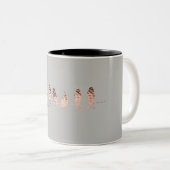 Einfache graue Tasse - Imitat-kupferne Vögel auf (VorderseiteRechts)