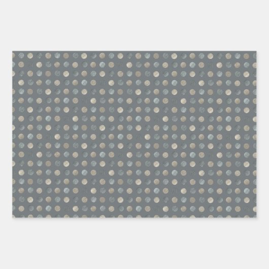 Einfache graue und silberne Polka Dots Modern & el Geschenkpapier Set (Vorderseite 2)