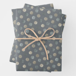 Einfache graue und silberne Polka Dots Modern & el Geschenkpapier Set