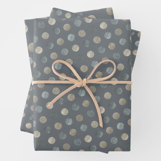 Einfache graue und silberne Polka Dots Modern & el Geschenkpapier Set (Beispiel)