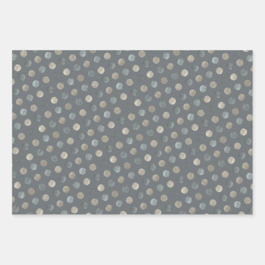 Einfache graue und silberne Polka Dots Modern & el Geschenkpapier Set (Vorderseite)