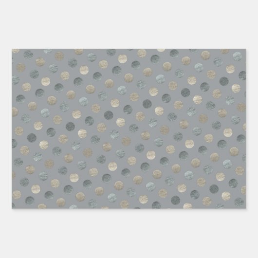 Einfache graue und silberne Polka Dots Modern & el Geschenkpapier Set (Vorderseite 3)