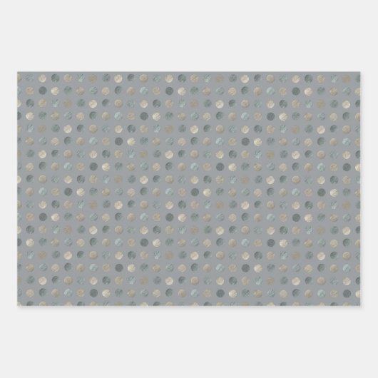 Einfache graue und silberne Polka Dots Modern & el Geschenkpapier Set (Vorderseite 2)