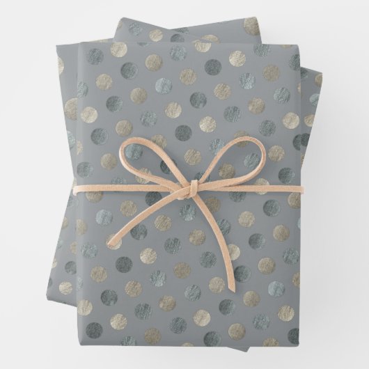 Einfache graue und silberne Polka Dots Modern & el Geschenkpapier Set (Beispiel)