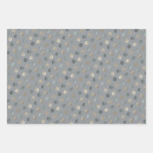 Einfache graue und silberne Polka Dots Modern & el Geschenkpapier Set (Vorderseite)