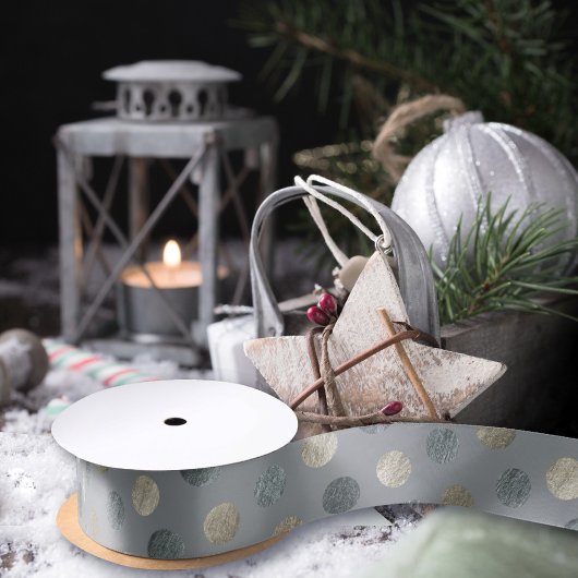 Einfache graue und silberne Polka Dots Modern & el Satinband