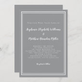 Einfache graue und weiße Hochzeit Moderne Eleganz  Einladung (Vorne/Hinten)