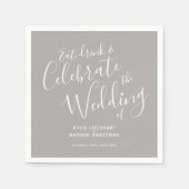 Einfache, graue und weiße Hochzeitsnapkins Serviette (Vorderseite)