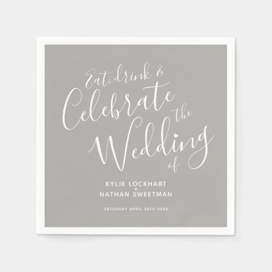 Einfache, graue und weiße Hochzeitsnapkins Serviette (Vorderseite)