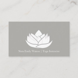Einfache Graue und weiße Lotus-Blume-Visitenkarte Visitenkarte
