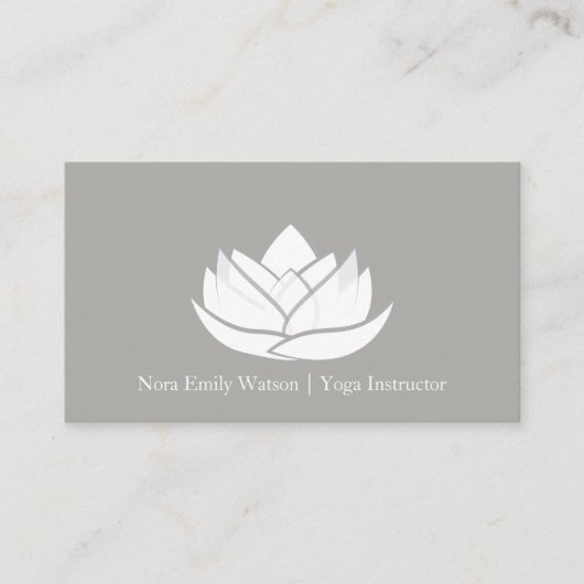 Einfache Graue und weiße Lotus-Blume-Visitenkarte Visitenkarte (Vorderseite)