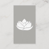 Einfache Graue und weiße Lotus-Blume-Visitenkarte Visitenkarte (Rückseite)