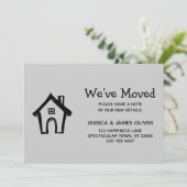 Einfache graue "We ve Moved" Karte mit Kleinem Hau (Stehend Vorderseite)
