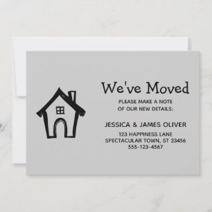 Einfache graue "We ve Moved" Karte mit Kleinem Hau