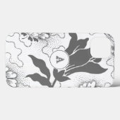 Einfache, graue, weiße Blütendrucke mit Monogramm Case-Mate iPhone Hülle (Rückseite (Horizontal))