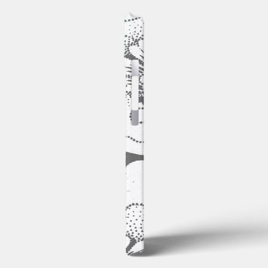 Einfache, graue, weiße Blütendrucke mit Monogramm Case-Mate iPhone Hülle (Rückseite / Links)