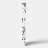 Einfache, graue, weiße Blütendrucke mit Monogramm Case-Mate iPhone Hülle (Rückseite / Rechts)