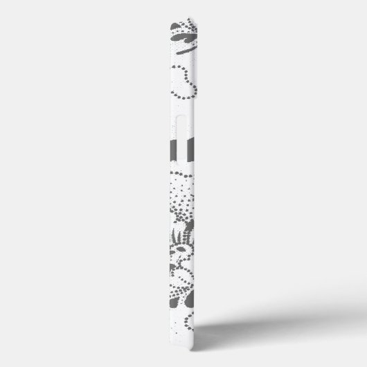 Einfache, graue, weiße Blütendrucke mit Monogramm Case-Mate iPhone Hülle (Rückseite / Rechts)