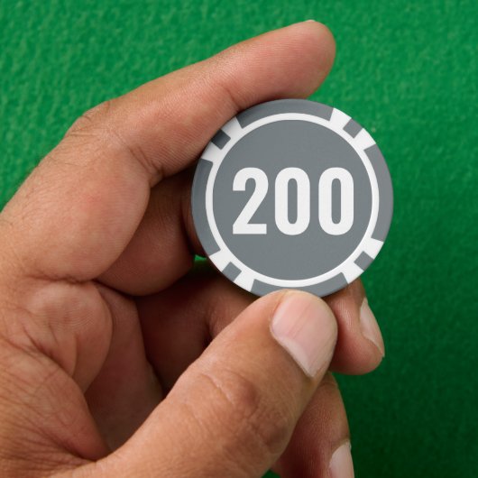 Einfache graue weiße fettnummer  pokerchips (Hand)
