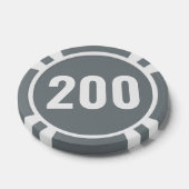 Einfache graue weiße fettnummer  pokerchips (Einzeln)