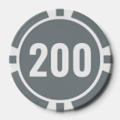 Einfache graue weiße fettnummer  pokerchips (Vorderseite)