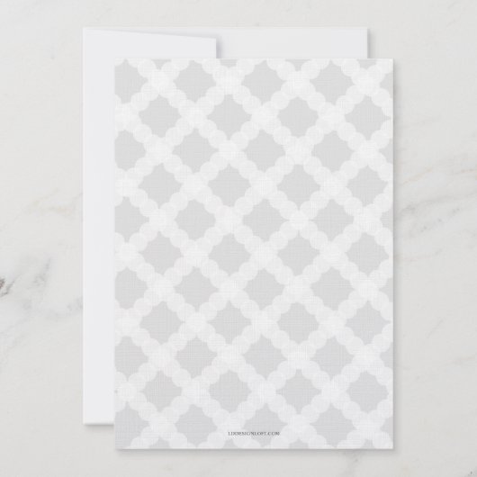 Einfache graue weiße Kreise Gold Moderne Taufe Einladung (Rückseite)