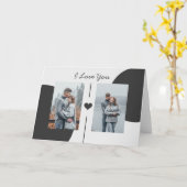 Einfache Graustufen-Valentinstag Doppelte Fotos Karte (Gelbe Blume)