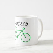 Einfache Green Bicycle Silhouette + Individuelle N Kaffeetasse (VorderseiteRechts)