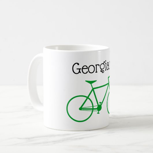 Einfache Green Bicycle Silhouette + Individuelle N Kaffeetasse (Vorderseite Links)
