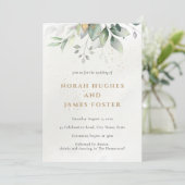 Einfache Green & Gold Blätter zum Hochzeitsfeiern Einladung (Stehend Vorderseite)