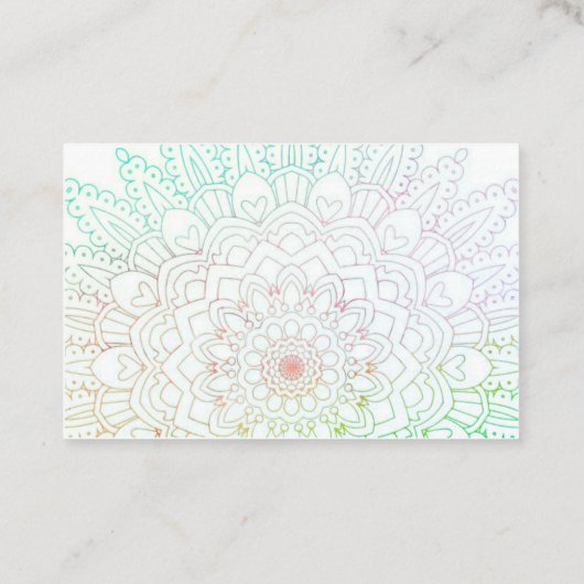 Einfache Green & Light Lila Mandala Business Card Visitenkarte (Rückseite)