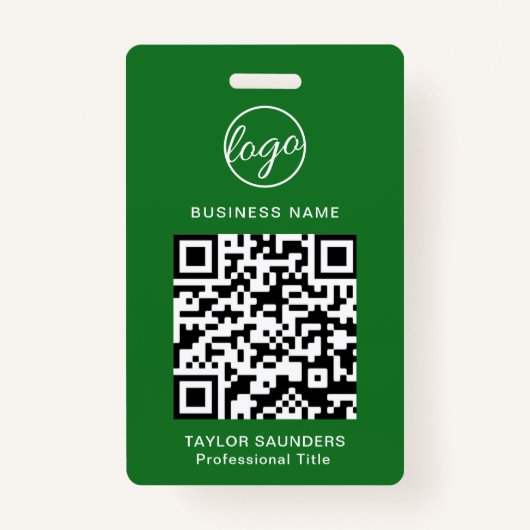 Einfache Green QR Code Mitarbeiter-ID Ausweis (Vorderseite)