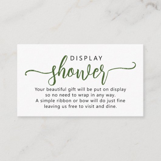 Einfache Green Script Display-Dusche Begleitkarte (Vorderseite)