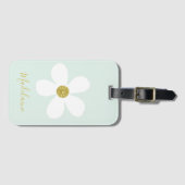 Einfache Green White Daisy Gold Privatreise Gepäckanhänger (Vorderseite (Horizontal))
