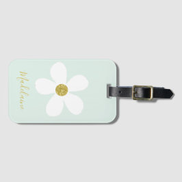 Einfache Green White Daisy Gold Privatreise Gepäckanhänger