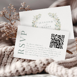 Einfache Greenerie Blumenzwiebelkarte RSVP QR-Code Begleitkarte